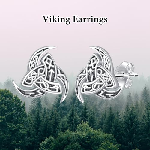 Viking Earrings Men Sterling Silver Celtic Stud Earrings Trinity Knot Ear Studs Viking Jewelry for Men3