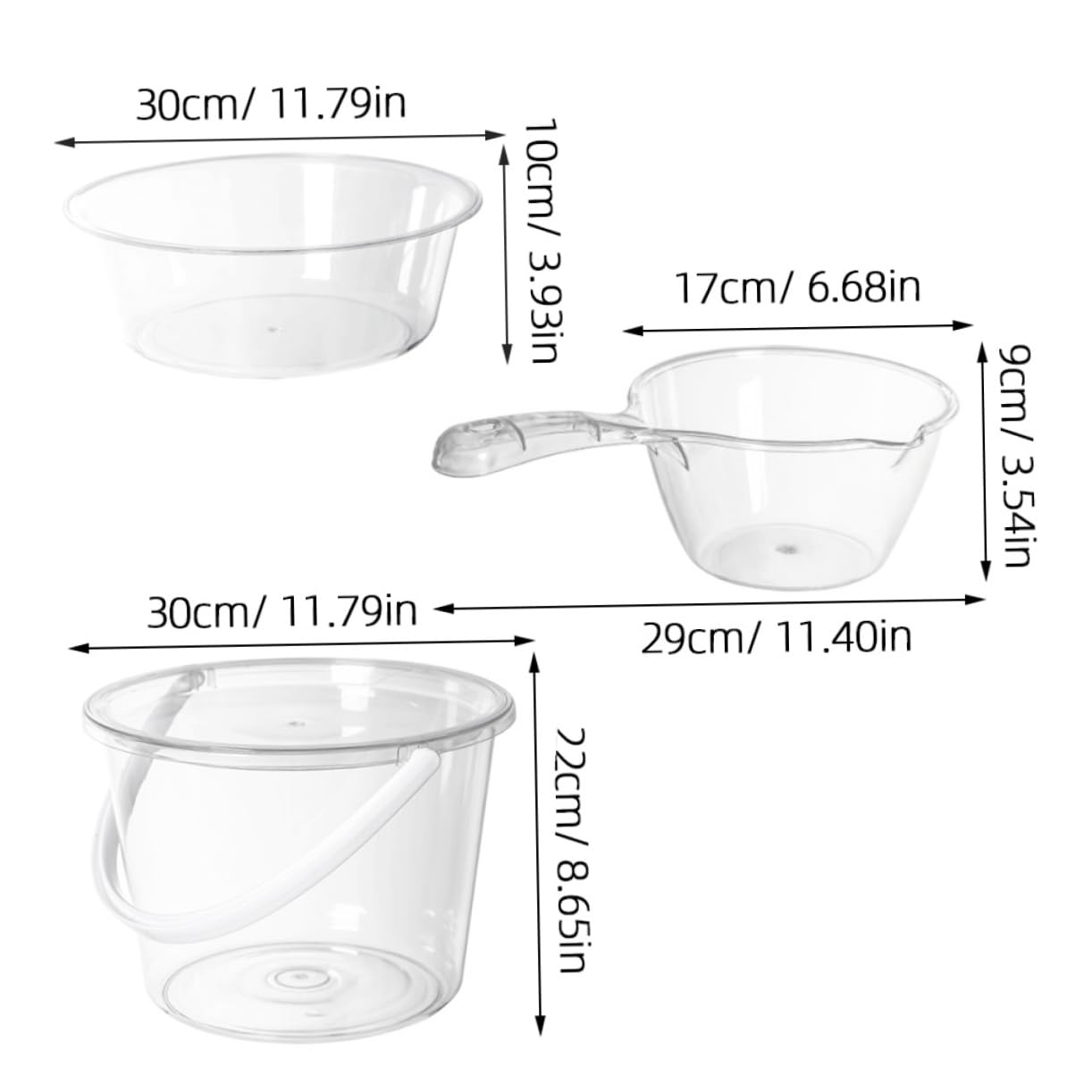 KOMBIUDA Water Bucket for Cleaning Large Plastic Round Bucket Set Handle Foot Wash Basin for Home Use