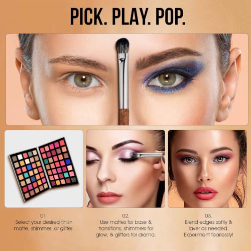Image of Colors Queen 70 Multi-Color Eyeshadow Palette | Highly Pigmented and Long Wearing Eye Shadow Palette with Matte, Shimmer & Glitter Shades | Easy to Blend, Minimal Fall Out for Eye Makeup (70 Color)