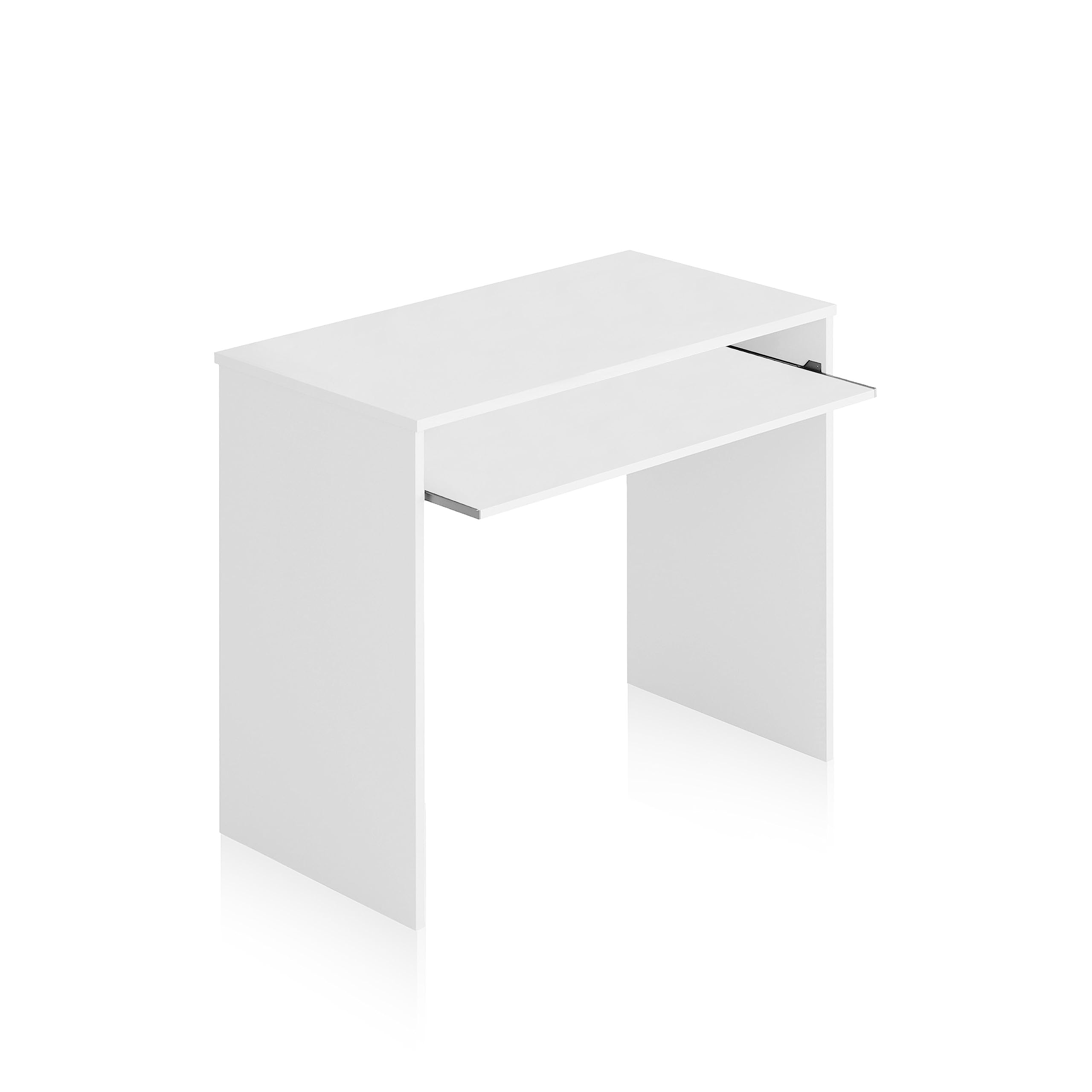 duehome | Mesa de Ordenador con Bandeja extraíble, Mesa Escritorio Juvenil, Modelo Smile, Color Blanco Artik, Medidas: 90 cm (Ancho) x 54 cm (Fondo) x 79 cm (Alto)