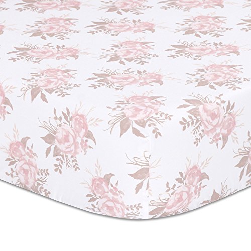 Image of The Peanutshell Grace Fitted Crib Sheet for Baby Girls