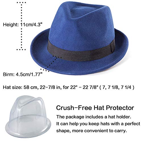 Image of LADYBRO Straw Trilby Fedora Hat for Men Women 1920s Wool Felt Panama 7 1 /4