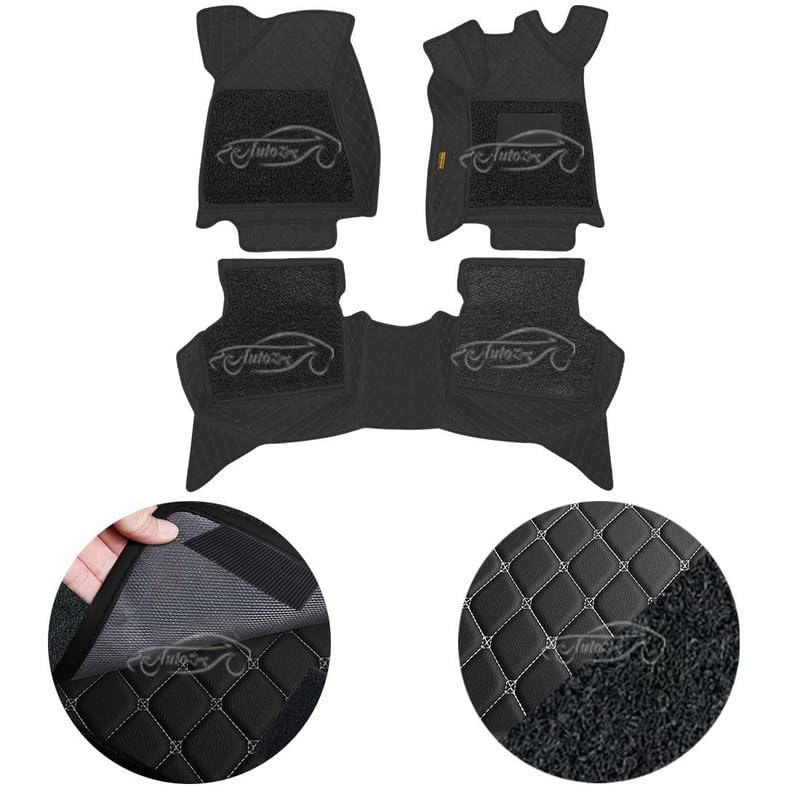 Image of Luxury 7D Car Floor Mat for Mahindra XEV 9S, 7-Layer Premium Leather Mats with Curly Foot Mat, Heel Pad, Waterproof & Anti-Skid, Black Black