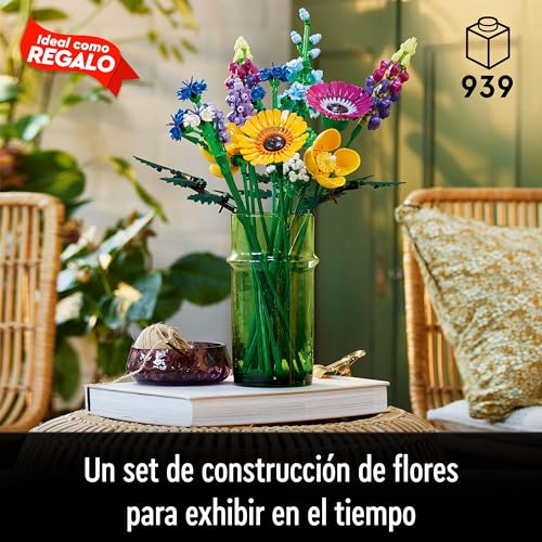 Image of LEGO Icons Wildflower Bouquet 10313 Building Set (939 Pieces), Multi Color, Icons Bouquet of Roses Building Set 10328 (822 Pieces)