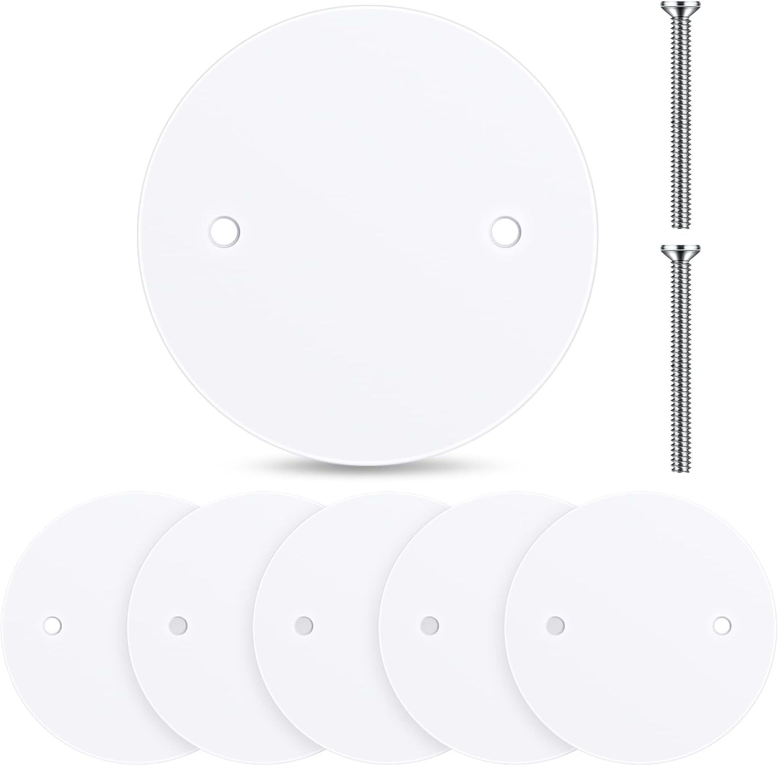 Shimeyao 6 Pack Ceiling Round Cover Plate 20 Pcs M3.5 Screws 5" Junction Box Covers Holes Spaced 3.5" White Round Blank Cover Flat Electrical Covers for Fan Ceiling Light Junction Box Switch