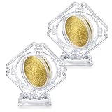 2 Pcs Coin Display Case Stand Holders for Collectors, Standing Coin Display Case Clear Acrylic Coins Protector 3D Rotatable Floating Coins Capsules Frame for Collectors Medallion Medal (1.6X 1.6in)
