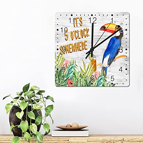 Horloge murale rustique perroquet hawaïen en bois 30cm