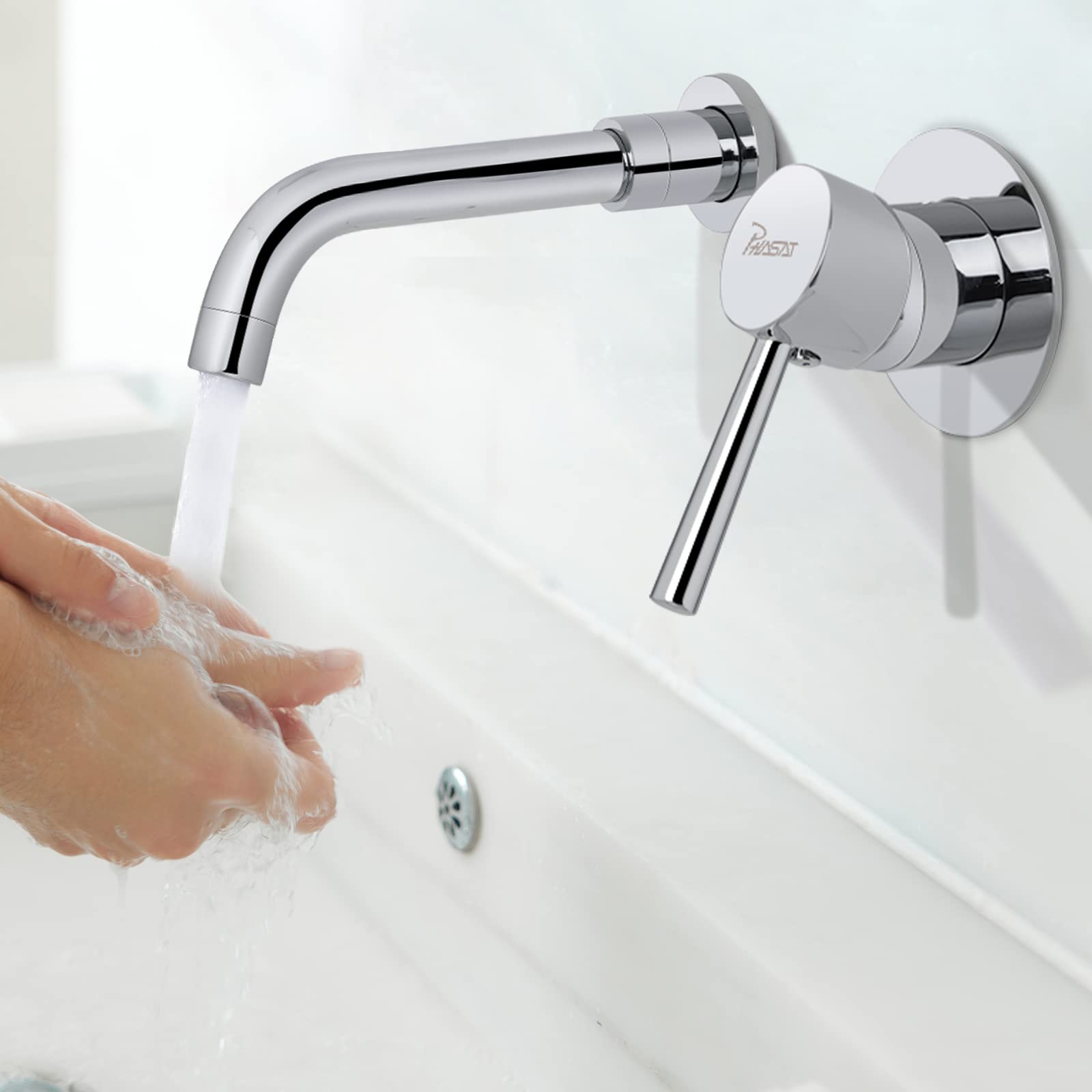PHASAT Mitigeur Lavabo Encastré, Robinet de salle de bain, Mitigeur monocommande pour lavabo PTBB06C