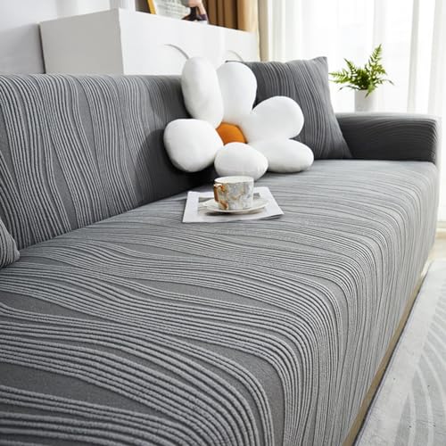 エレガントな厚手ベルベットソファカバー 1/2/3/4/5人掛け用 - アームレスト付きスリップカバー 滑り止めデザイン ダークグレー - リビングルームの装飾に最適