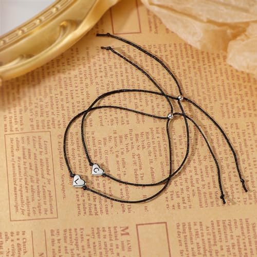 SANNYRA Pinky Promise Bracelet, BE Couples Bracelets Matching Initial Relationship Boyfriend Gift Stuff, 26 Letters Friendship Bracelet for Her 2 Pieces Bf Gifts - 1