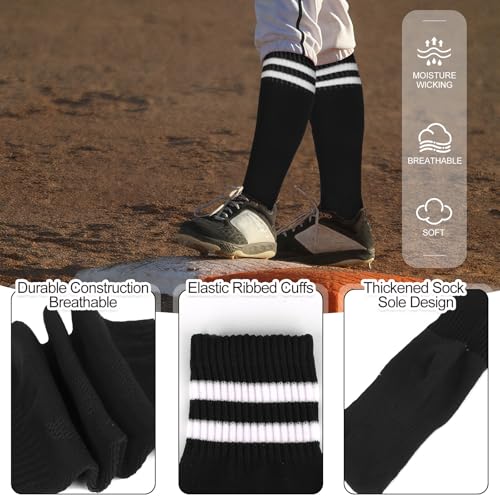 Baseball Socks and Belt Set Softball Knee-High Athletic Socks Casual Stripes Tube Socks for Youth Men and Women3