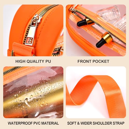 Image of Fibrdoo Clear Bag Stadium Approved, Leather Clear Crossbody Purse Bag for Concerts Sports Events Festivals