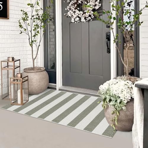 Sungea Boho Striped Fall Front Door Mat Outside Entrance 2x4.3,Green...
