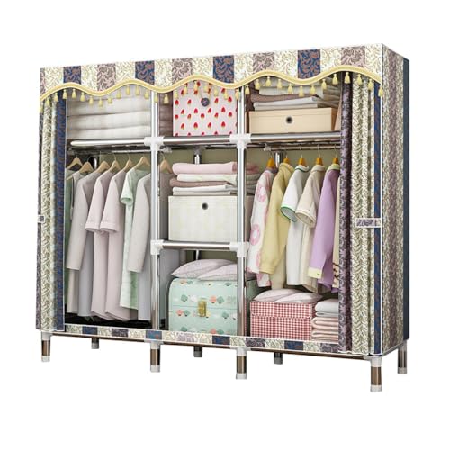 Armario independiente de tela Oxford con perchero de metal portátil para ropa de 170x170x45 cm