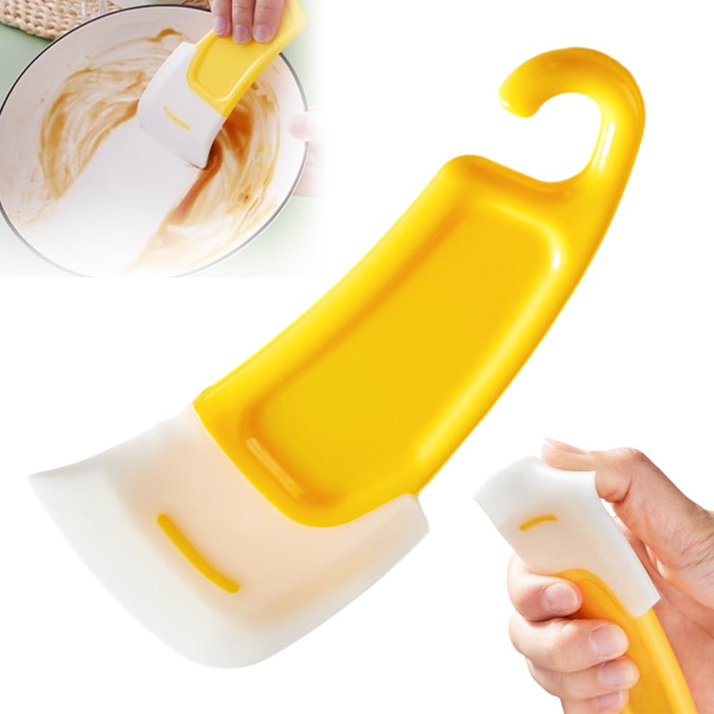 Kitchen Food Grade Silicone Spatula, Multifunctional Scraper Spoon, Heat Resistant Rubber Scraper, Kitchen Cleaning Tool (Yellow)