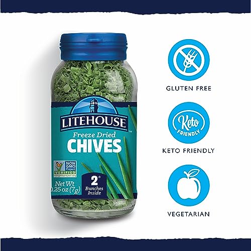 Litehouse Freeze Dried Chives – Chives Dried, Substitute for Fresh Chives, Organic, Equal to 2 Fresh Bunches, Chives Seasoning, Non-GMO, Gluten-Free – 0.25 Ounce, 2-Pack