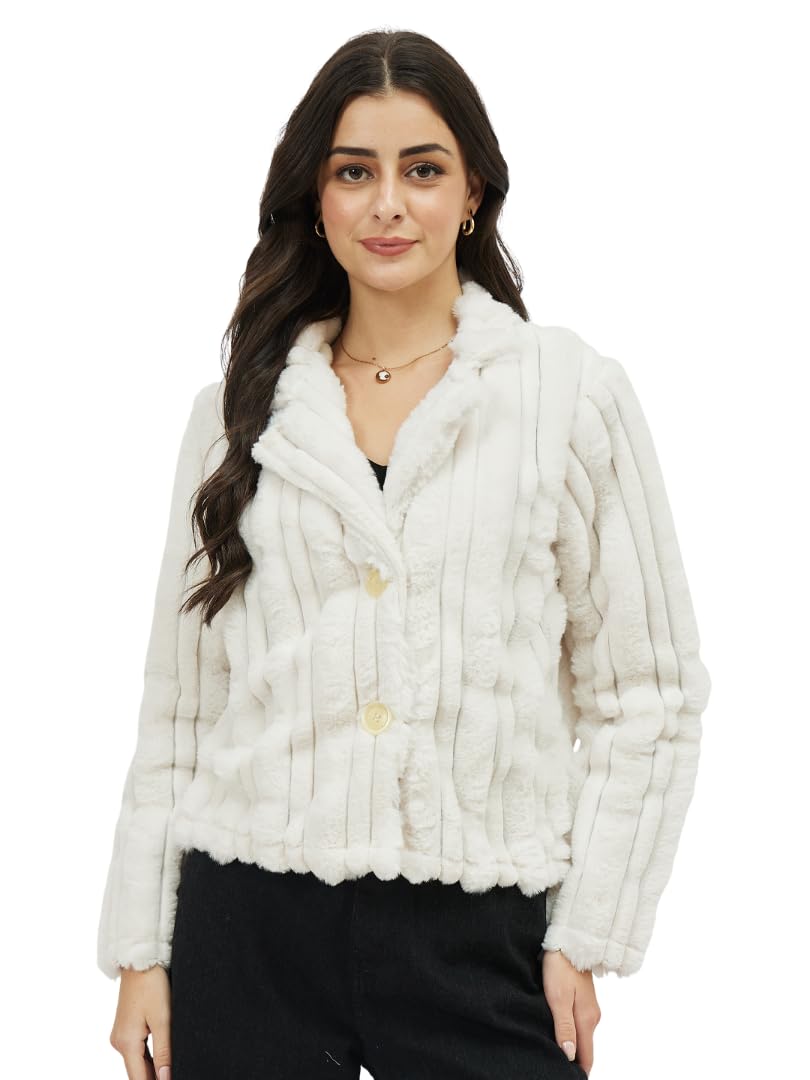 athena lifestyle Women’s Luxury White Faux Fur Single-Breasted Long Coat – Elegant Winter Overcoat for Evening, Party & Formal Wear-picture-24