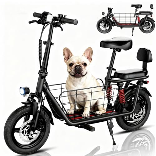 2-Seater Electric Scooter for Adults, 850W Powerful Folding E Scooter, Dual Suspension, 22MPH Top Speed & 25-Mile Range, 14