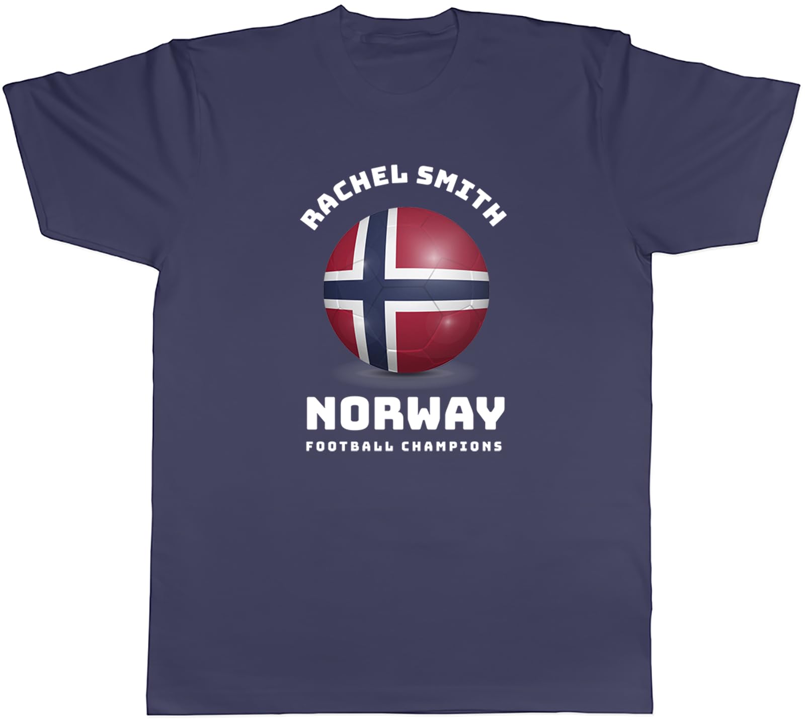 Shopagift Personalised Norway Flag Football Supporters Fan Mens T-Shirt Tee Navy Blue