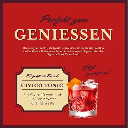 Nº1 SIBONA Civico 10 Vermouth di Torino – Einzigartiger, erlesener Wermut aus Italien mit 18 % vol. Alkohol (1 x 0,75l)