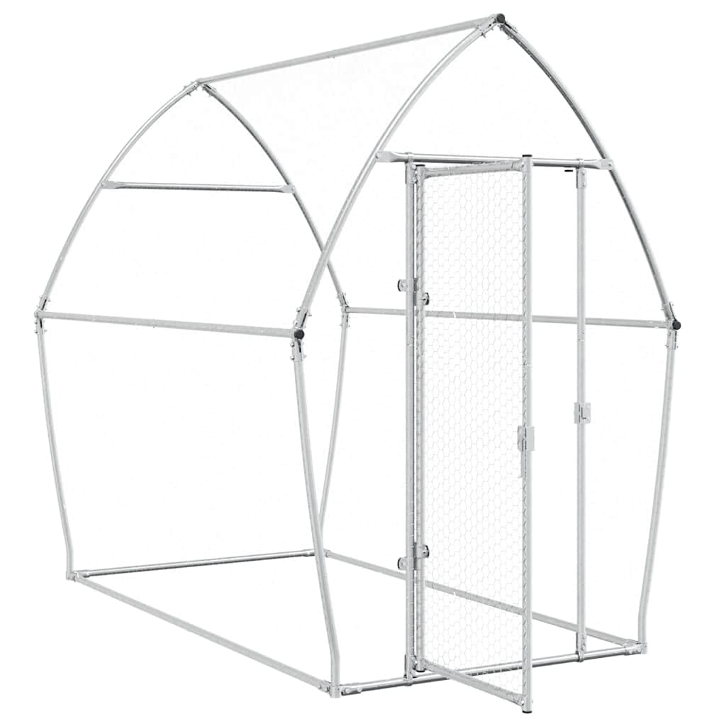 vidaXL Hühnerkäfig, Hühnerstall mit Schwenktür, Freigehege für Hühner Kleintiere, Hühnerhaus, Silbern Verzinkter Stahl
