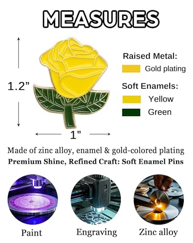 24 Pack Rose Enamel Lapel Pins, 1.2" Flower Brooch Badges for Men & Women - Perfect for Clothes, Bags, Hats - White2