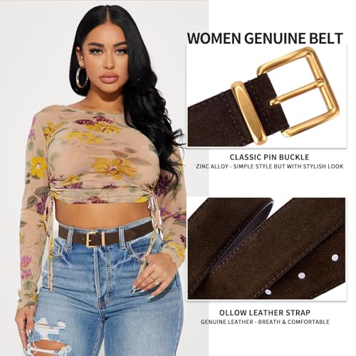TINIDI Women Genuine Leather Belt for Jeans Pants Dress Fashion Ladies Waist Belt with Gold Buckle2