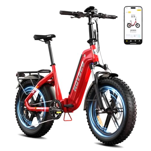 HOVSCO Klapprad E Bike 20 Zoll für Erwachsene mit App-Steuerung & Federung, Fatbike Elektro Klapprad Fahrrad 48V/15AH Akku 250W Klapp E Bike, Alu-Durchstieg-Rahmen, bis 204kg