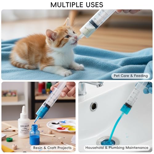 Image of 2pcs 60ml Plastic Syringes with 2pcs 13in Tubing and Luer Connections | Individually Sterile Packed, Luer Connection Tips, 2 Tubes & 2 Nozzles, for Measuring, Watering, Refilling & Feeding