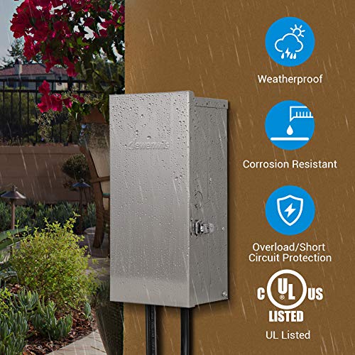 Dewenwils 200W Multi-Tap Low Voltage Transformer, 120V Ac To 12V/13V/14V/15V Ac,Stainlees Steel Shield, Outdoor Transformer For Low Voltage Landscape Lighting, Spotlight, Pathway Light, Etl Listed #TOP3