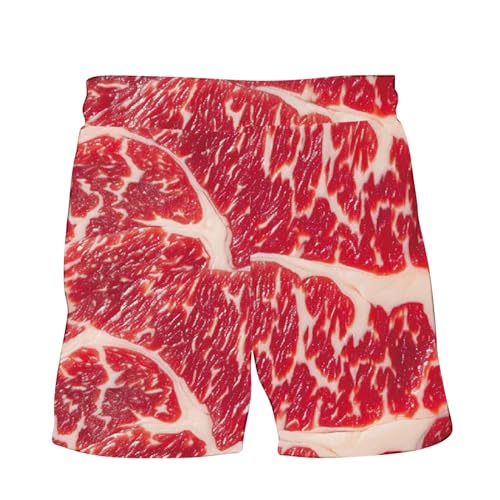 Swimming Trunks for Men Swim Shorts Lace Up Stretch Waist Quick Dry Swimwear Mens 3D Funny Beef Print Swimsuits 20252