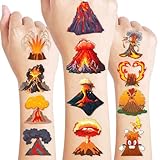 Volcano Temporary Tattoos Themed Fire Birthday Party Decorations Supplies Favors Decor 84PCS Hot Lava Floor Hawaii Dinosaur Tattoo Stickers Gifts For Kids Boys Girls Adults School Prizes Carnival