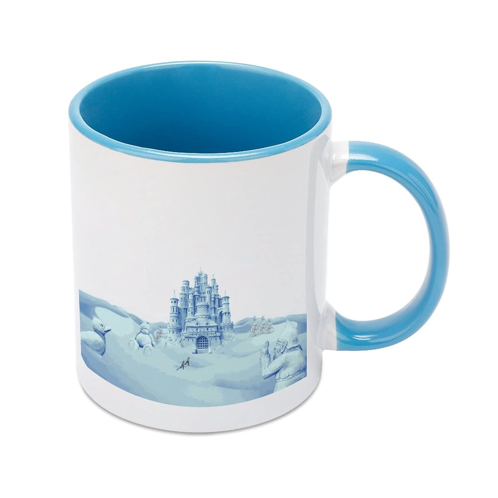 Personalise Ceramic 330ml Tea Coffee Cup Mug with Colorful Inside and Handle Custommake Hand-Built Castle Sculpture Cute1 for