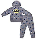 Batman Boys Pullover Hoodie and Jogger Sweatpant Set for Toddlers and Little Kids - Grey