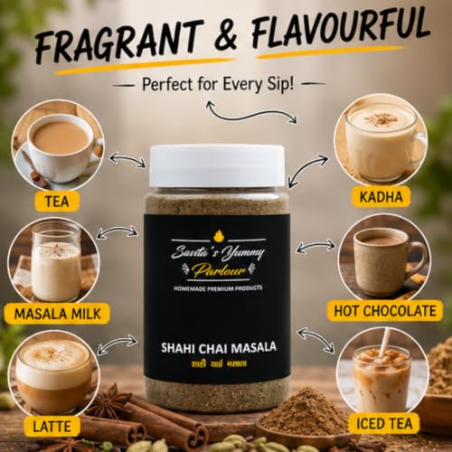 Image of Savita's Yummy Parlour Shahi Chai Masala - Premium Homemade Spice Blend for Rich, Aromatic Tea | 100% Natural & Authentic
