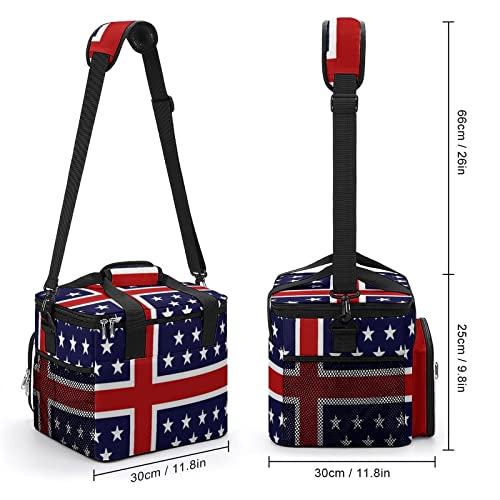 Usa Nordic Flag Camping Cooler Insulated Bag Portable Ice Chest Box Leak-Proof Lunch Case Cooling Tote With Zip For Beach Travel Picnic Car #TOP1