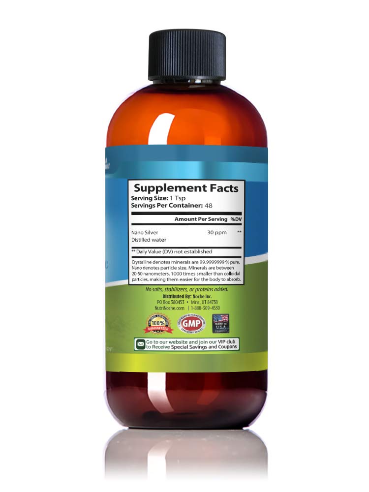 NutriNoche Colloidal Silver Liquid - Premium Silver for Immune Support - Organic Plata Coloidal para Tomar - 99.99% Ultra Pure Nano Particles for Optimal Absorption - 30 ppm 8 oz — Amazon image 6