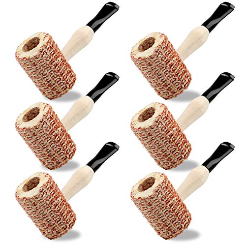 6 Pieces Wooden Corn Cob Pipe Corncob Pipe Faker Prop Corn Pipe Costume