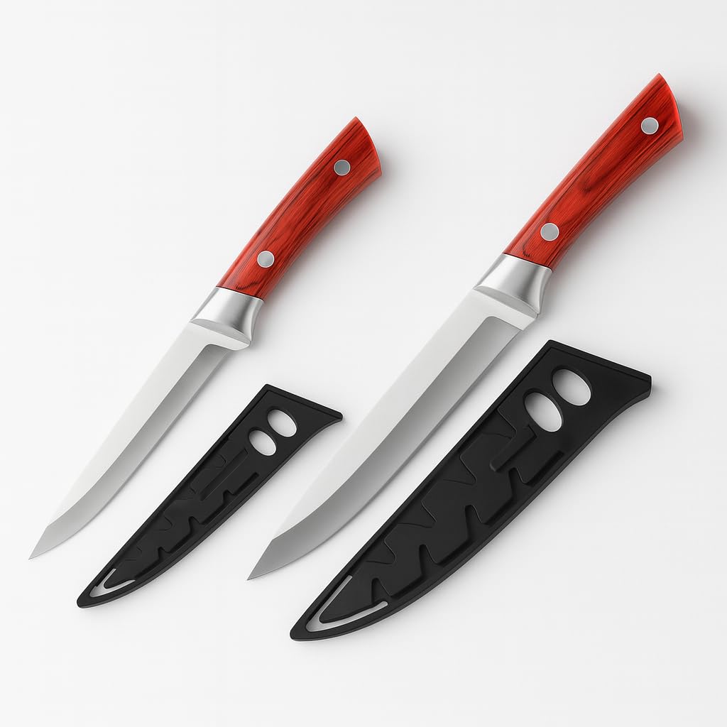 Machado Japanese Forged Knife Set - Ultra-Sharp Sujihiki & Sankotu, High Carbon Stainless Steel Blades (Set of 2)