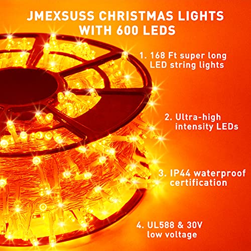 Jmexsuss 600 Led Halloween Lights Outdoor Waterproof, 8 Modes Orange String Lights Plug In Orange Halloween Tree Lights For Room, Fireplace, Party, House, Yard, Halloween Thanksgiving Decorations #TOP2