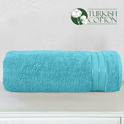 Image of Elegant Comfort Three Line Popcorn Towel Set for Bathroom 35 x 70 inches, Premium Hotel Quality 1-Pack Jumbo Towels, 100% Turkish Cotton, Soft and Durable, Quick Dry and Highly Absorbent, Aqua