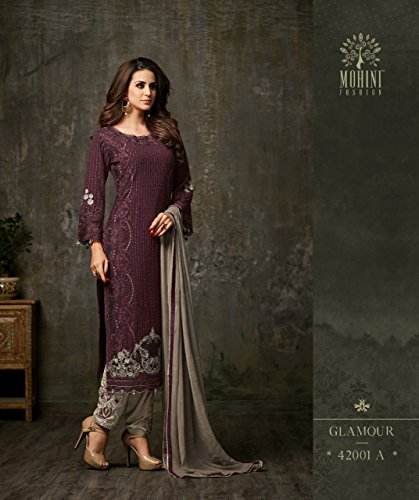 women's ready to wear georgette embroidered straight style salwar kameez 420012