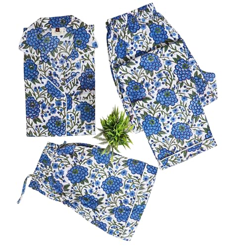 Ensemble de Pyjama à imprimé Floral Vêtement Nuit Femmes Coton