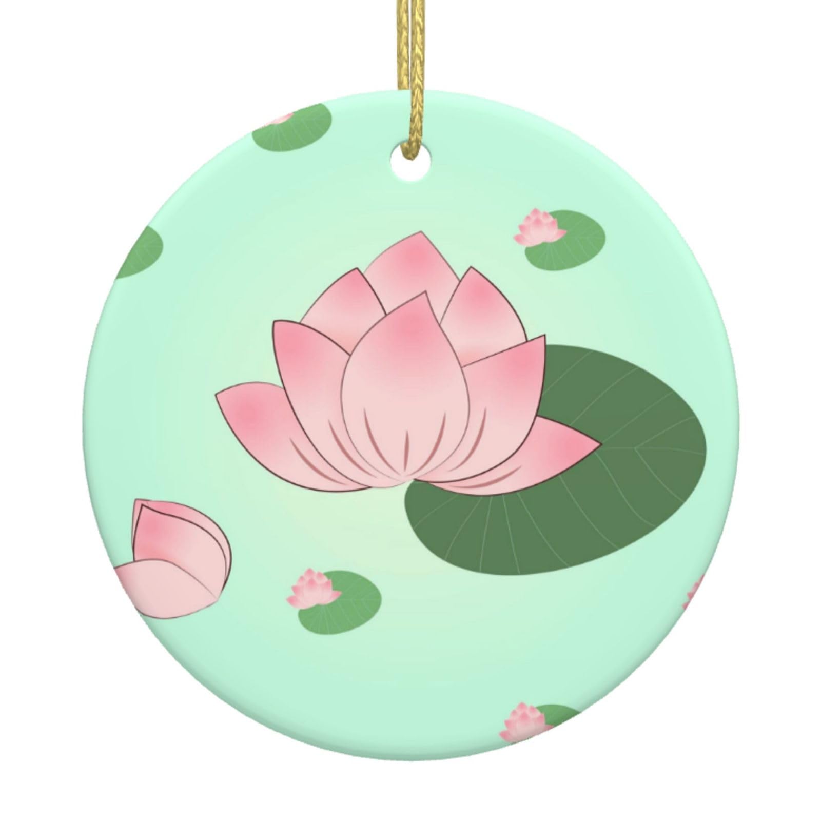 Lotus Flowers Waiting to Bloom Printed Christmas Tree Ceramic Ornaments Holiday Decoration Christmas Unique Pendant for Christmas Party