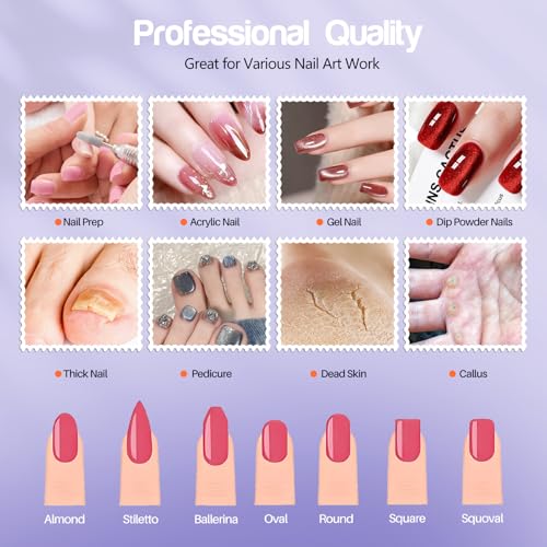 Elektrische Nagelbohrmaschine Nagelbohrer Elektrische Feile Nagelfeile Kit für Anfänger Acryl Gel Nägel Maniküre Pediküre Polieren Form Werkzeug mit 8 Bits Gelnägel und Heimsalon Gebrauch