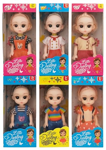 Image of SHAKTISM Pack of 3 Cuties Doll Set, 17 cm, PVC Non-Toxic Material, Soft Body, Assorted Dress Design