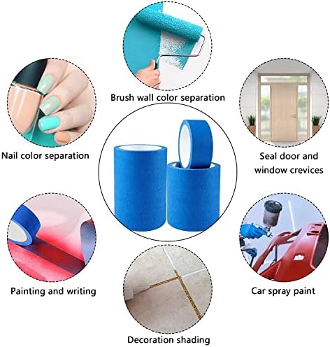 NORTHERN BROTHERS Wide Masking Tape 36mm Indoor Painting and Decorating Blue Decorators Tape for Painting Multi-Surface 8 Pack Painter Tape