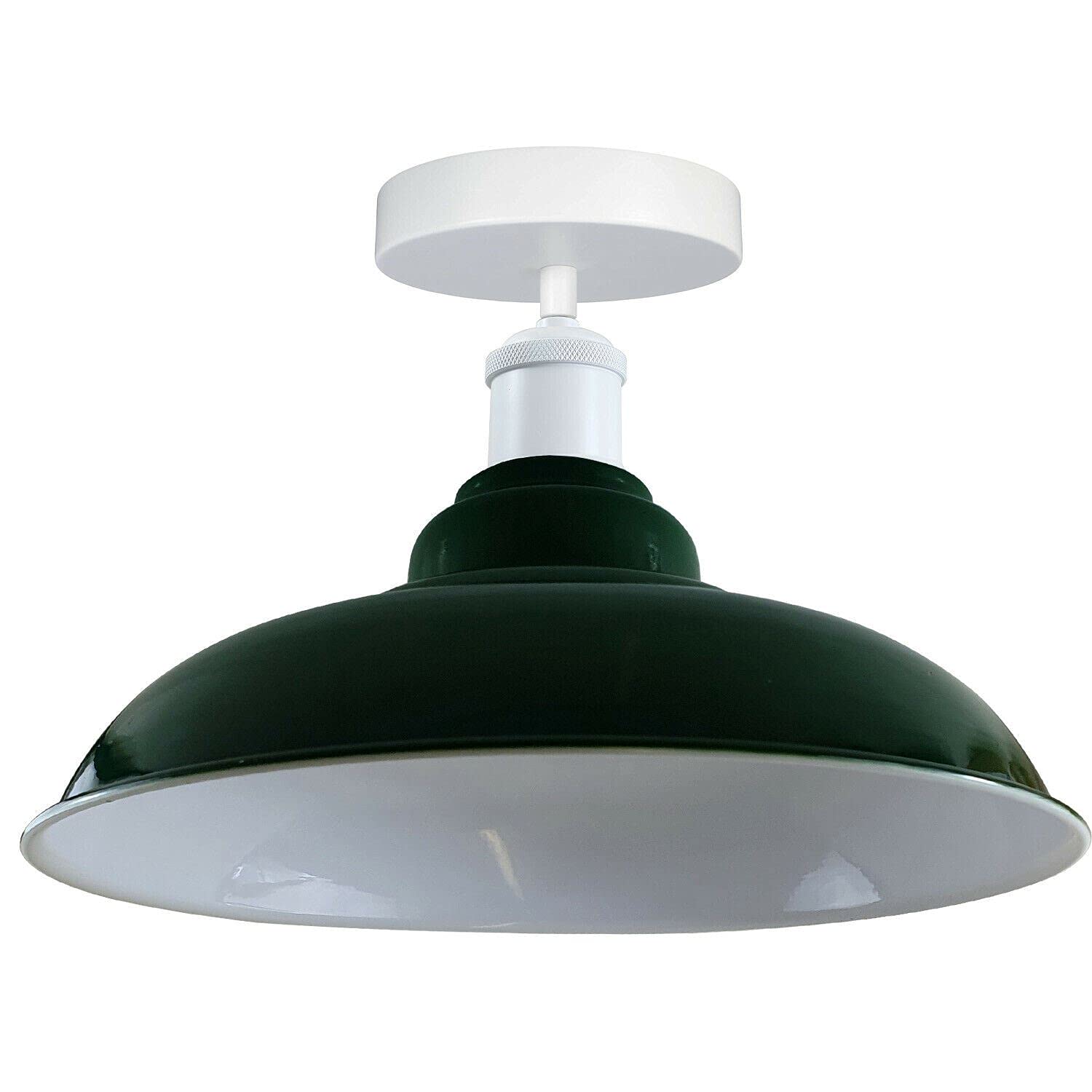 LEDSone Modern Industrial Style Ceiling Light Fittings Metal Flush Mount Bowl Shape Shade Indoor Lighting for Bed Room, Kitchen, Living Room, Green — image 1