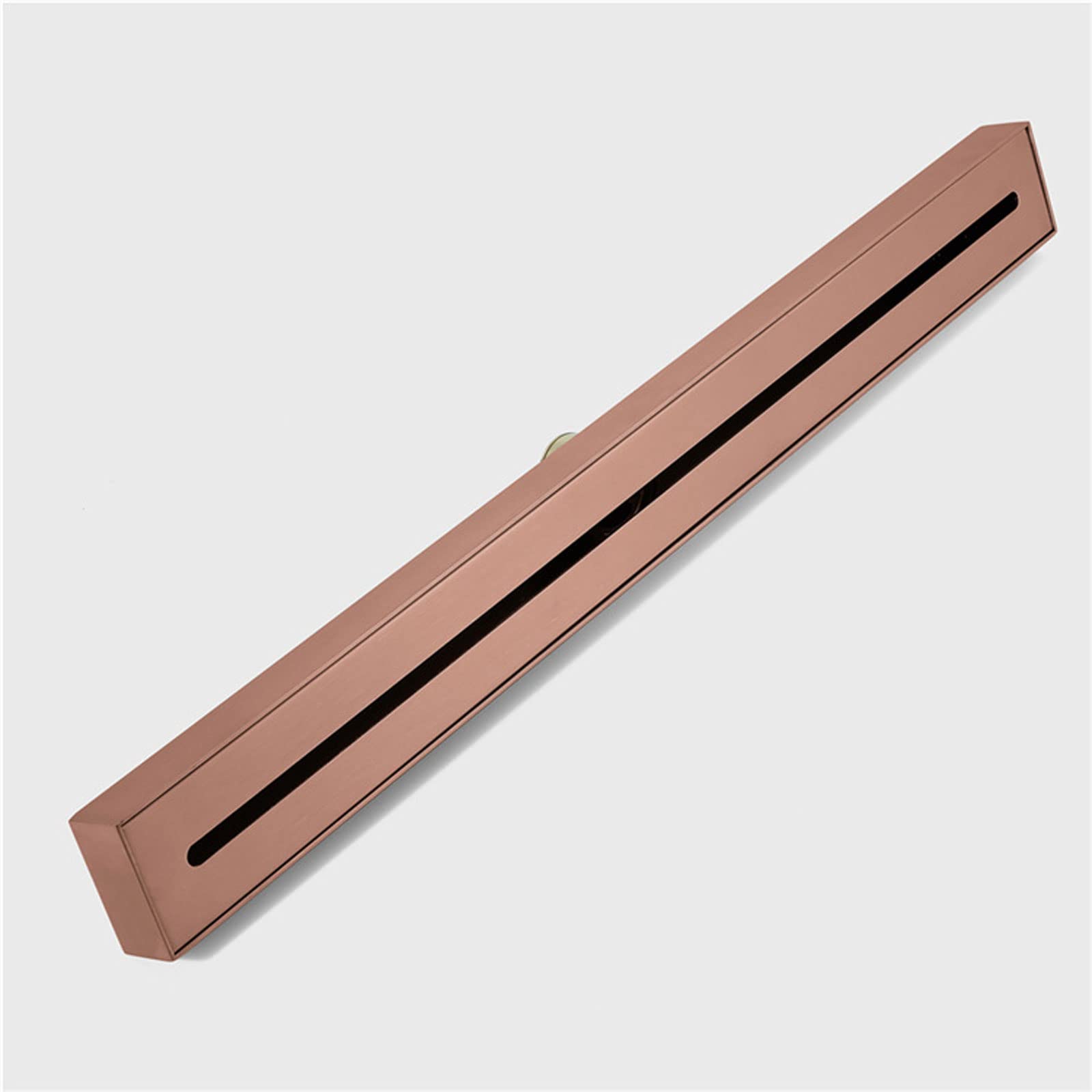 Angosto Canaleta de Ducha de Acero Inoxidable Desagüe de Ducha Rectangular con Cubierta Extraíble y Canal Lineal de Drenaje Rápido para Cocina, Baño, Ducha, Ga(Color:Oro Rosa Cepillado)