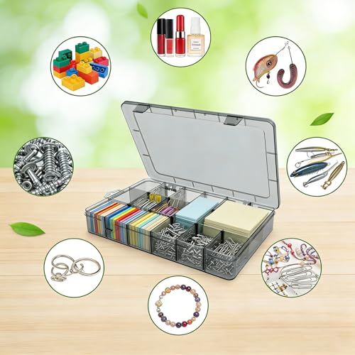 Image of Clear Organizer Box,18 Grids Organizer Box with Removable Dividers for Jewelry,Bead Storage Organizer Box,Plastic Compartment Container for Tool Tackle Box